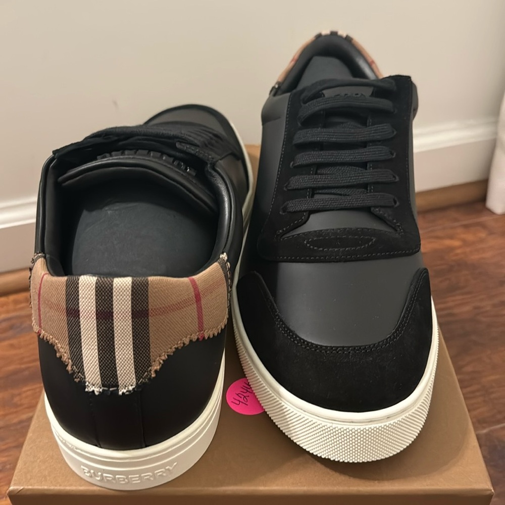Burberry Leather Suede and Vintage Check Cotton Sneakers Size 48